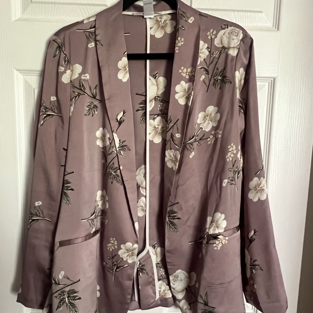 Streetwear Society Mauve Blazer with White Floral Design